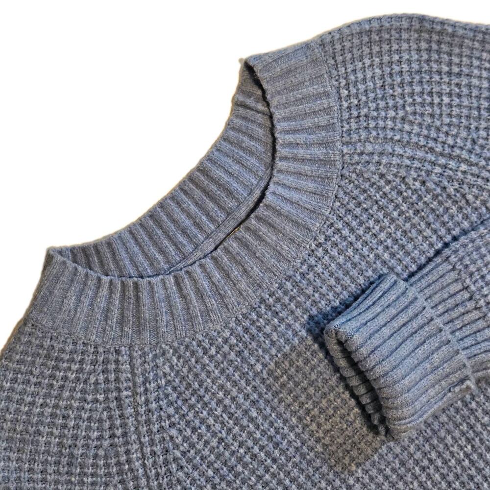L.L. Bean Women’s Supersoft Blue Waffle Sweater Crewneck Pullover Side Zips SZ S